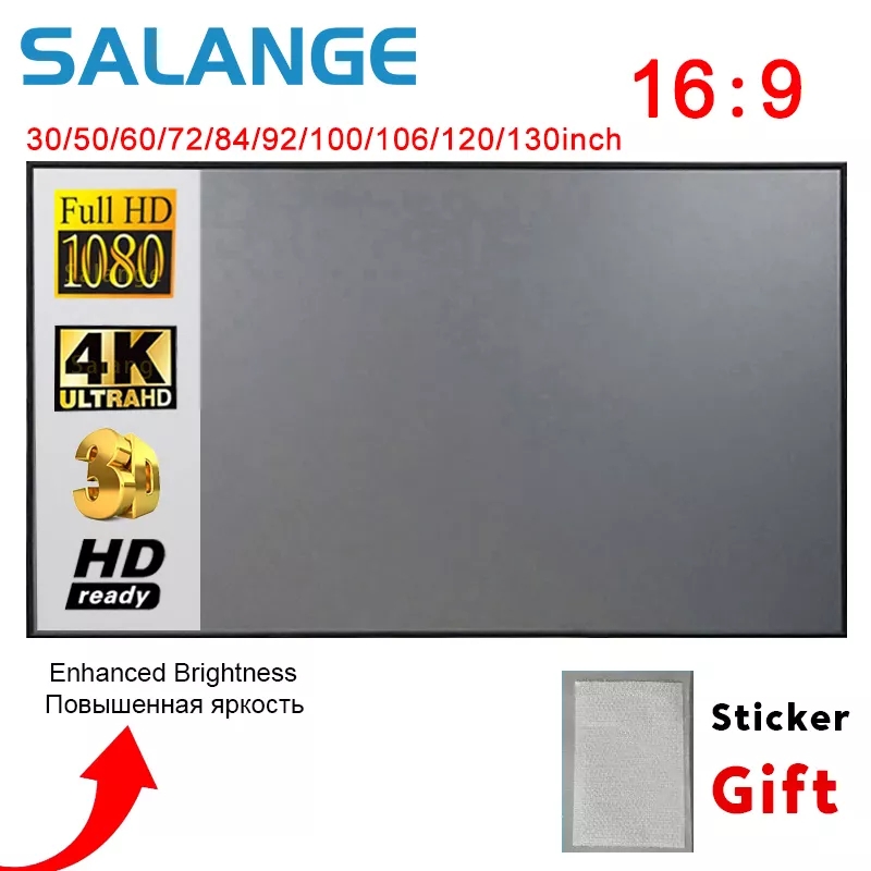 Home Cinema Led Projector - Экран проектора Salange, 60 100 120-дюймовый