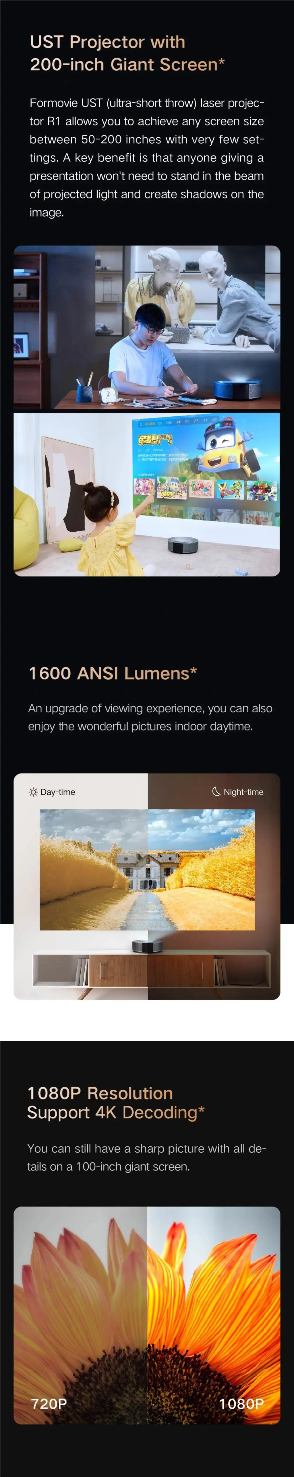 Лазерный проектор UST Full HD  – обзор и цена Home Cinema Laser Projector